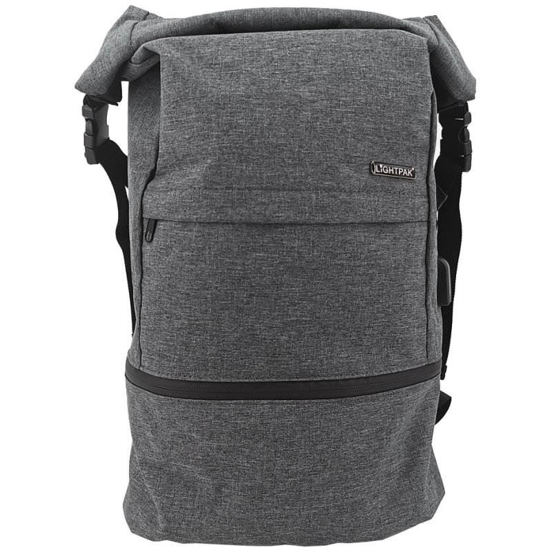 LiGHTPAK sac à dos pour laptop, polyester 600D, gris, 17 pouces